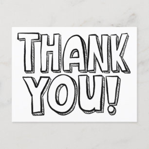 Carte postale de remerciement lettrage main amusan