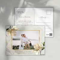 Carte postale de remerciement Magnolia blanc orien