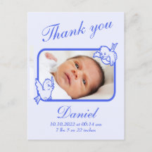 Carte postale de remerciement pour annonce de nais