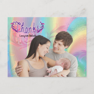 Carte postale de remerciement pour bébé fille avec