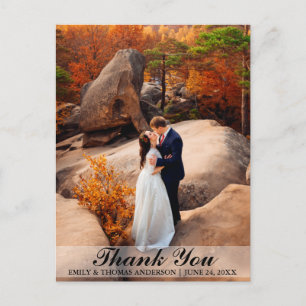 Carte postale de remerciement pour mariage avec ph