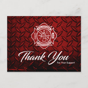 Carte postale de remerciement pour sapeur-pompier 