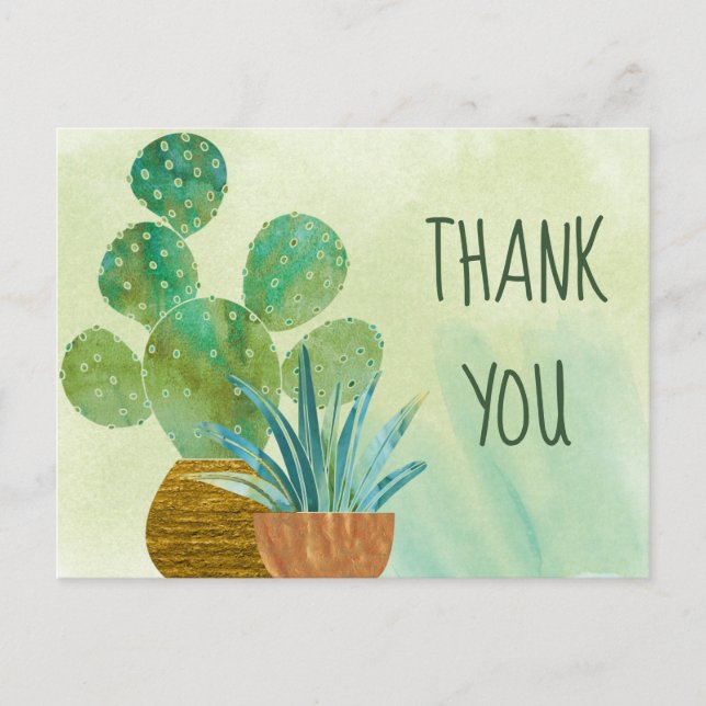 Carte postale de remerciement quotidien Cactus aqu (Devant)