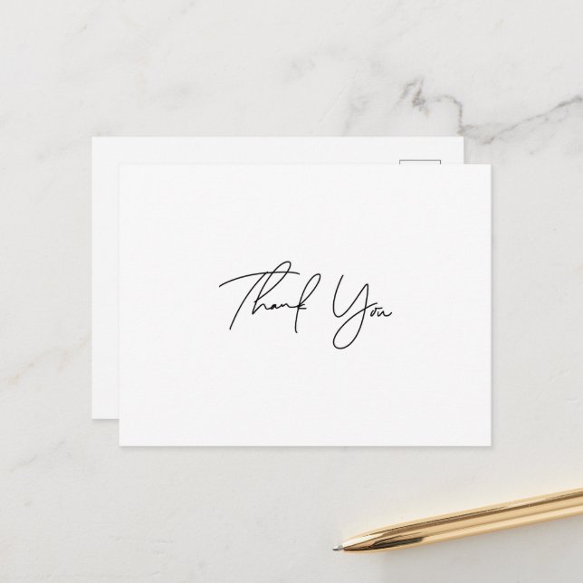 Carte postale de remerciement simple script (Devant/Arrière en situation)