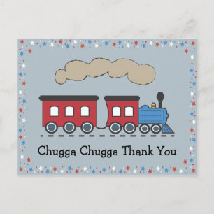 Carte postale de remerciement Train - Rouge, Blanc