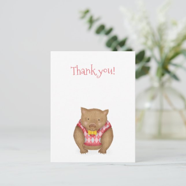 Carte postale de remerciement wombat mignon (Debout devant)