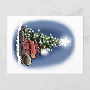 carte postale de remorqueur de sapin de Noël