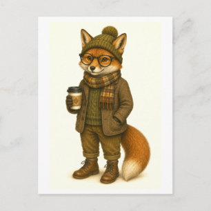 Carte postale de renard hipster