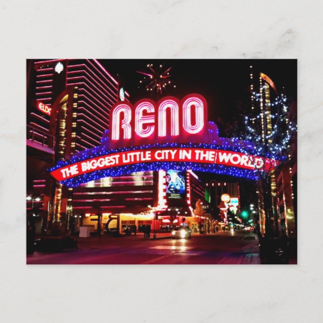 Carte postale de Reno, Nevada la nuit (Devant)