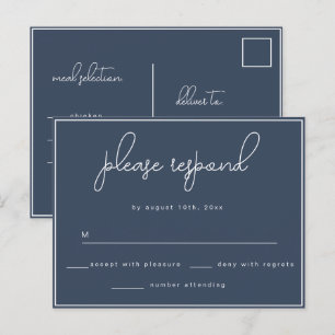 Carte postale de réponse RSVP de la Marine Blue We