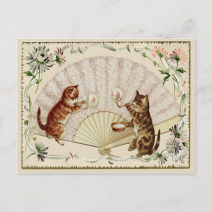 Carte postale de reproduction vintage Kitty Bubble