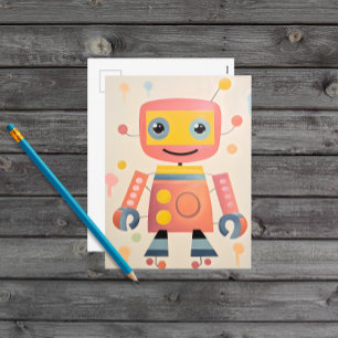 Carte postale de robot coloré mignon pour les enfa