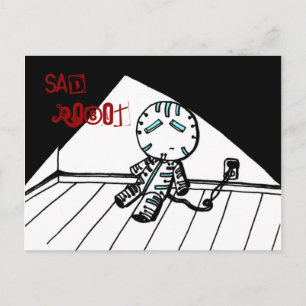 Carte postale de robot triste