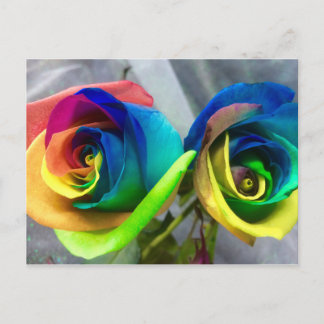 Carte postale de roses d'arc-en-ciel