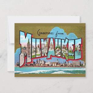 Carte postale de salutation vintage Milwaukee