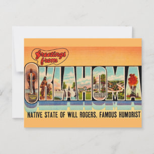 Carte postale de salutation vintage Oklahoma