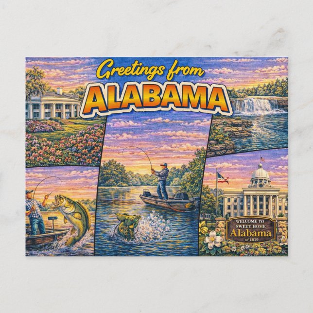Carte postale de salutations d'Alabama (Devant)