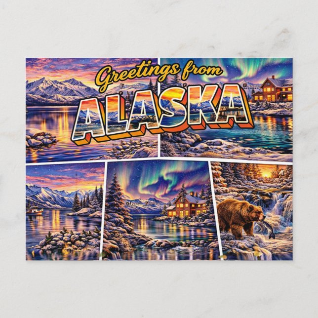 Carte postale de salutations d'Alaska (Devant)