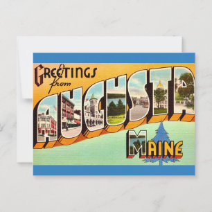 Carte postale de salutations d'Augusta Maine
