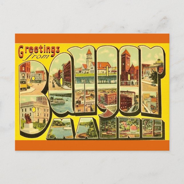 Carte postale de salutations de Bangor Maine (Devant)