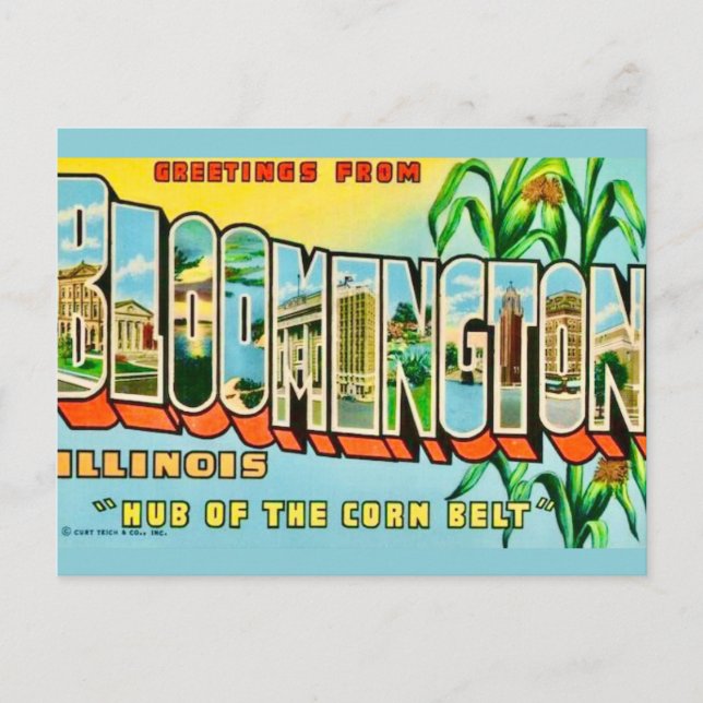Carte postale de salutations de Bloomington IL (Devant)