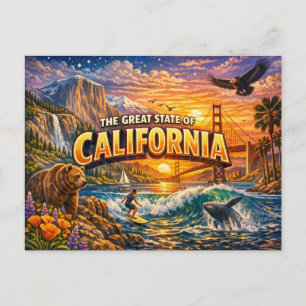 Carte postale de salutations de Californie 