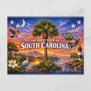 Carte postale de salutations de Caroline du Sud 