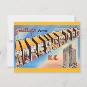 Carte postale de salutations de Greensboro NC