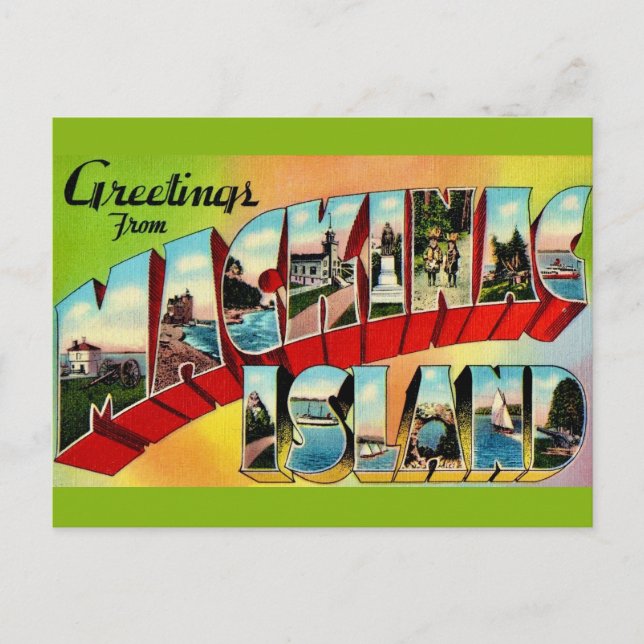 Carte postale de salutations de l'île Mackinac (Devant)