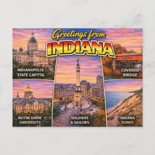 Carte postale de salutations de l'Indiana