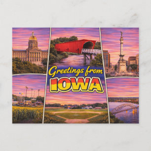 Carte postale de salutations de l'Iowa