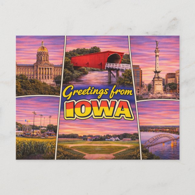 Carte postale de salutations de l'Iowa (Devant)