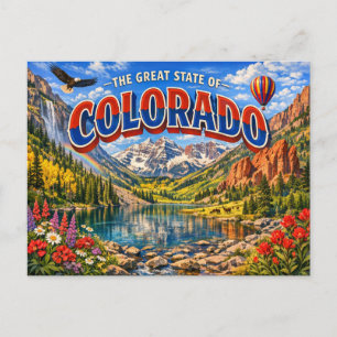 Carte postale de salutations du Colorado 