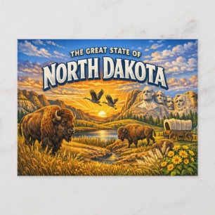 Carte postale de salutations du Dakota du Nord 