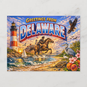 Carte postale de salutations du Delaware