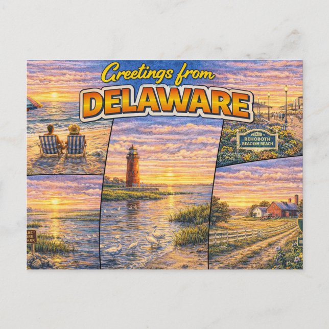 Carte postale de salutations du Delaware (Devant)