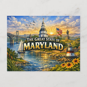 Carte postale de salutations du Maryland 