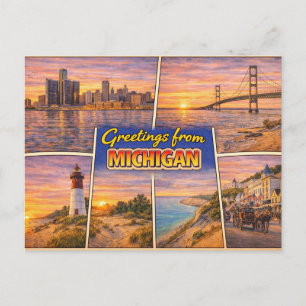 Carte postale de salutations du Michigan