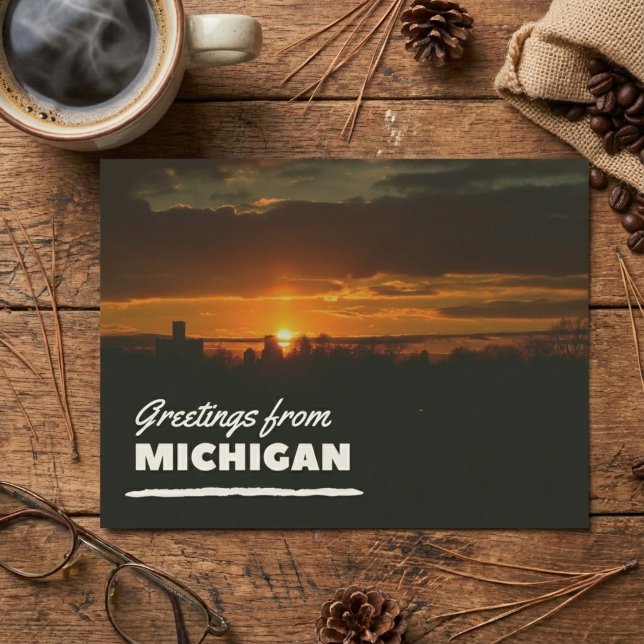 Carte postale de salutations du Michigan (Greetings From Michigan Postcard)