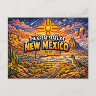 Carte postale de salutations du Nouveau-Mexique 