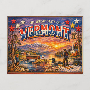 Carte postale de salutations du Vermont 