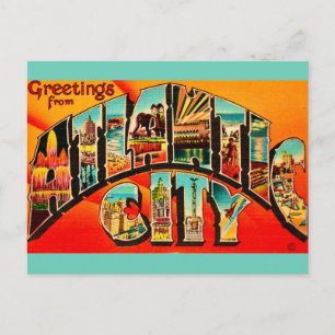 Carte postale de salutations rétro Atlantic City N