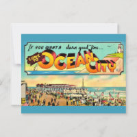 Carte postale de salutations rétro Ocean City NJ