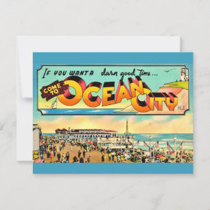 Carte postale de salutations rétro Ocean City NJ