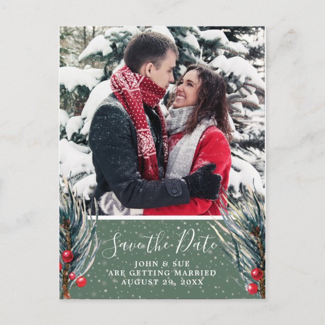 carte postale de sauvegarde de date de Noël d'hive (Devant)