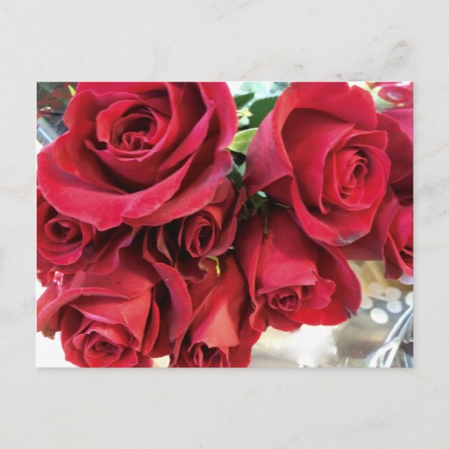 Carte postale de sauvegarde de date de roses rouge (Devant)
