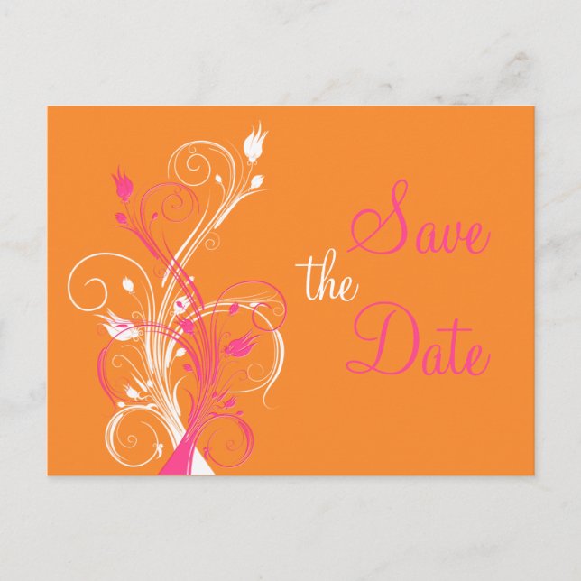Carte postale de sauvegarde florale orange rose bl (Devant)