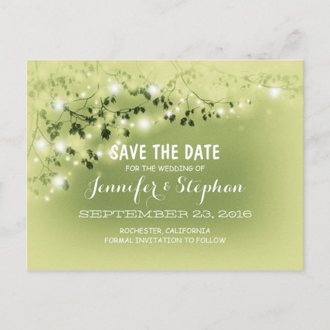 carte postale de save the date avec guirlandes rom (Devant)