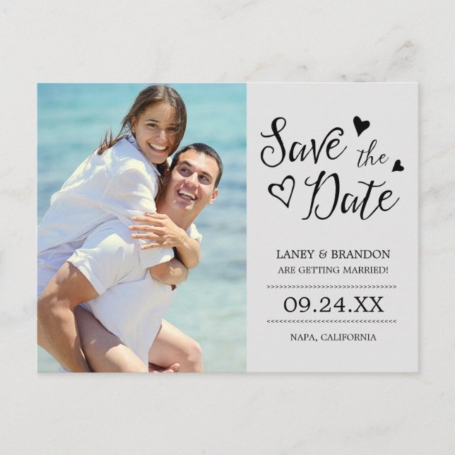 Carte postale de save the date avec photo d'amour  (Devant)
