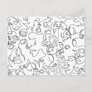 Carte postale de schéma avec des visages